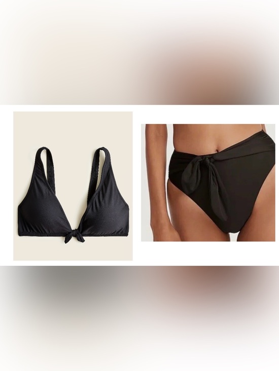 J. Crew Other - J.Crew Women's Black Tie-Front Bikini Set - Classic Swim 2pc Set, Size L